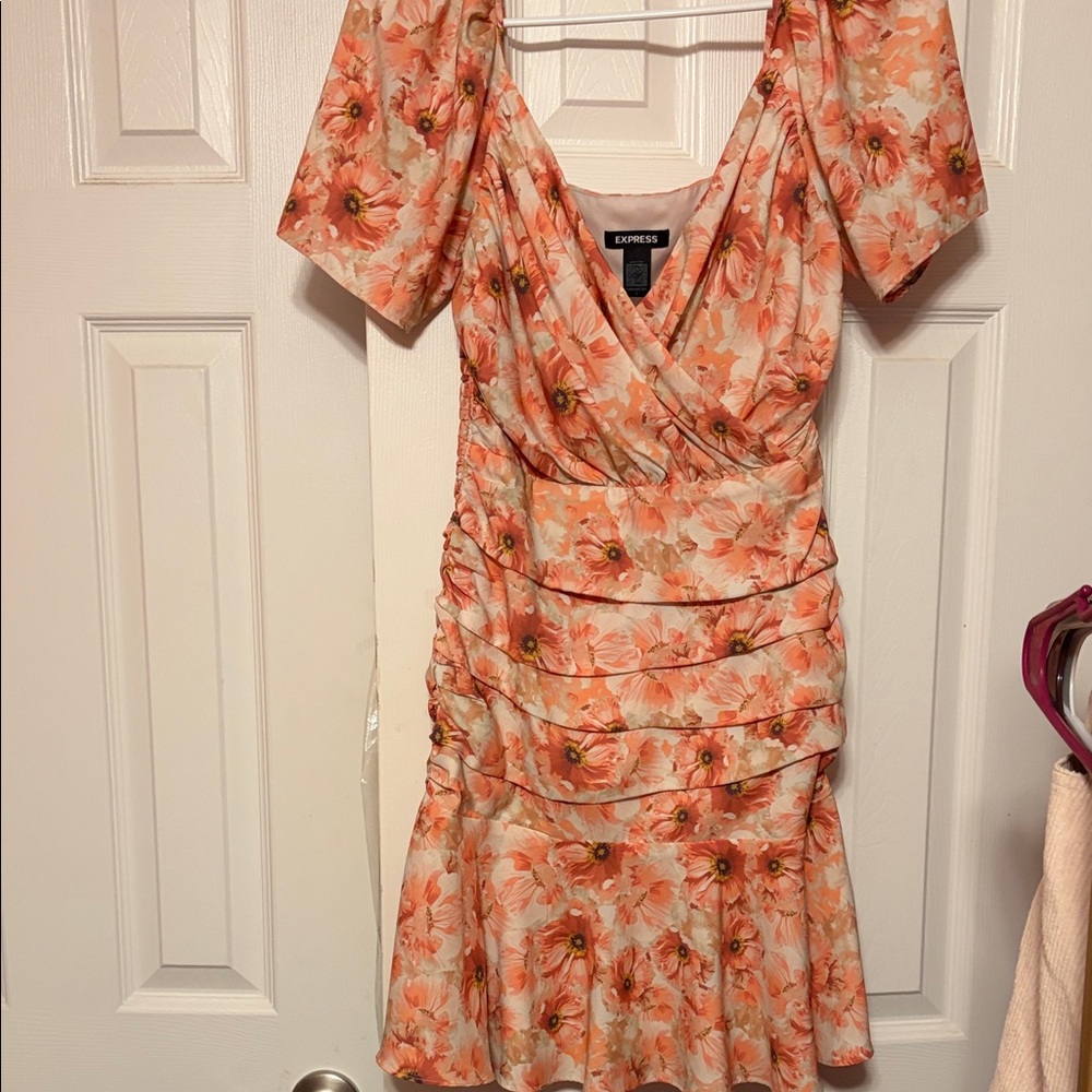 Express Orange Floral Mini Dress